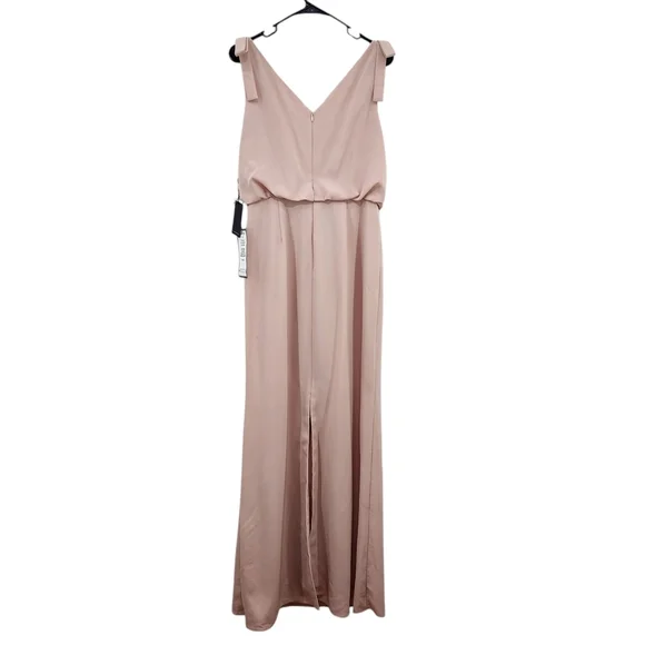 Adrianna Papell Women's Blush Ribbon Shoulder Cowl Neck Formal Maxi Dress Sz 10 - Picture 6 of 12